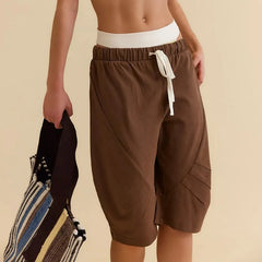 Cyflymder  Women's Casual Baggy Cargo Shorts with Drawstring Y2K Harajuku Sports Gym Workout Pants Streetwear vetement femme