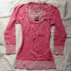 Cyflymder  Pink Fake Two-piece Square Neck Y2K Knit Top Vintage vibe Stripe Punk Women Pullover Fashion Streetwear Hotsweet Long sleeve Top