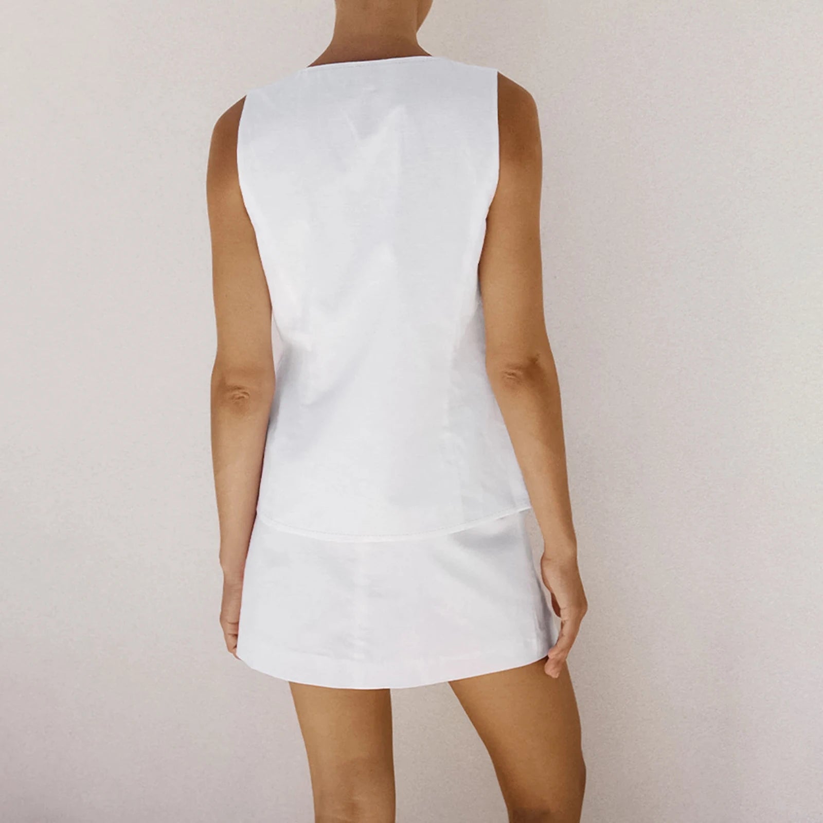 Cyflymder  Mini Skirt Sets Women 2 Piece Outfits Y2k Sleeveless V-neck Lace-up Tank Top and Low Waist A-line Skirt Streetwear