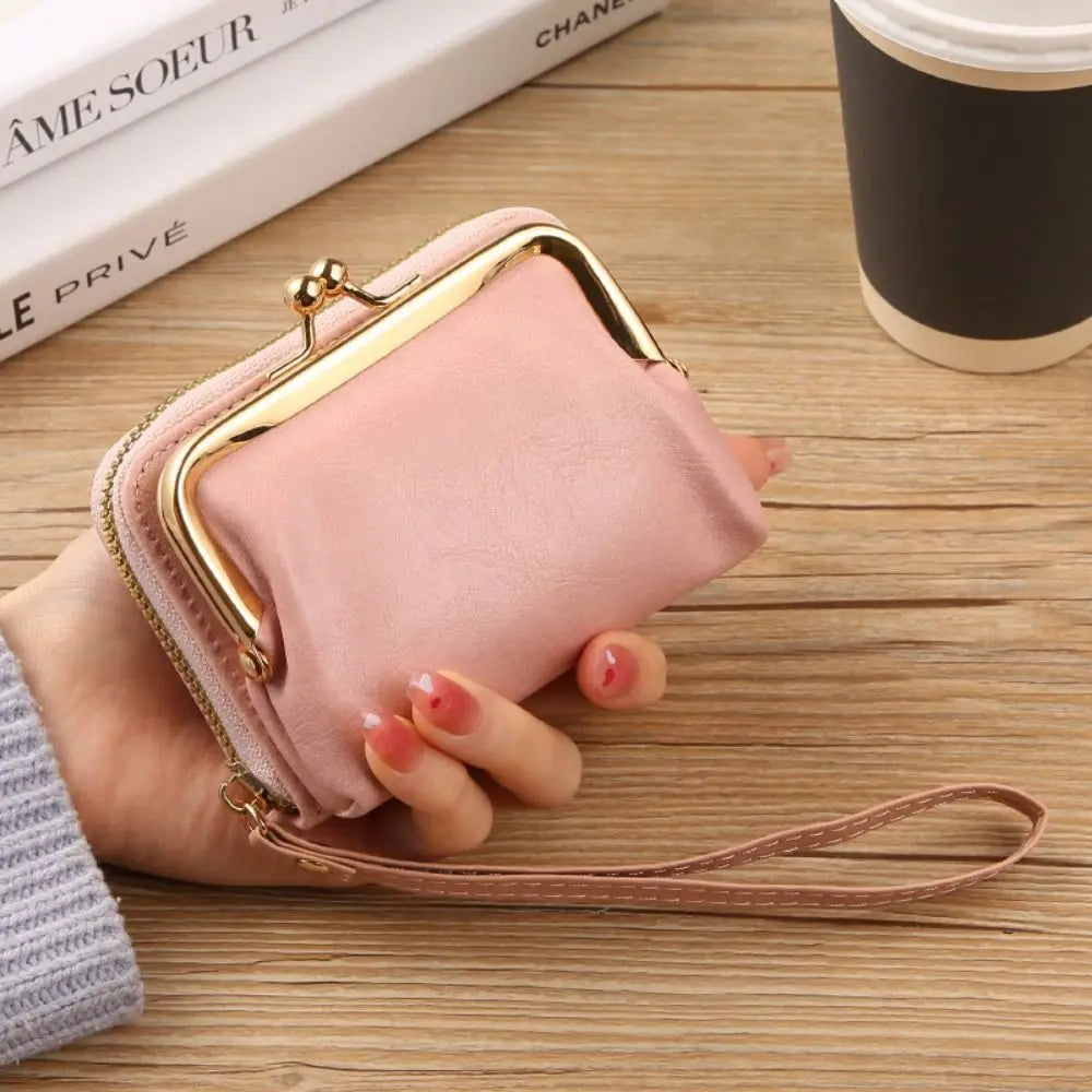 Cyflymder Women Short Wallets Female Short Hasp Coin Purses Ladies Portable PU Leather Money Bag Large Capacity Card Holders Clutch