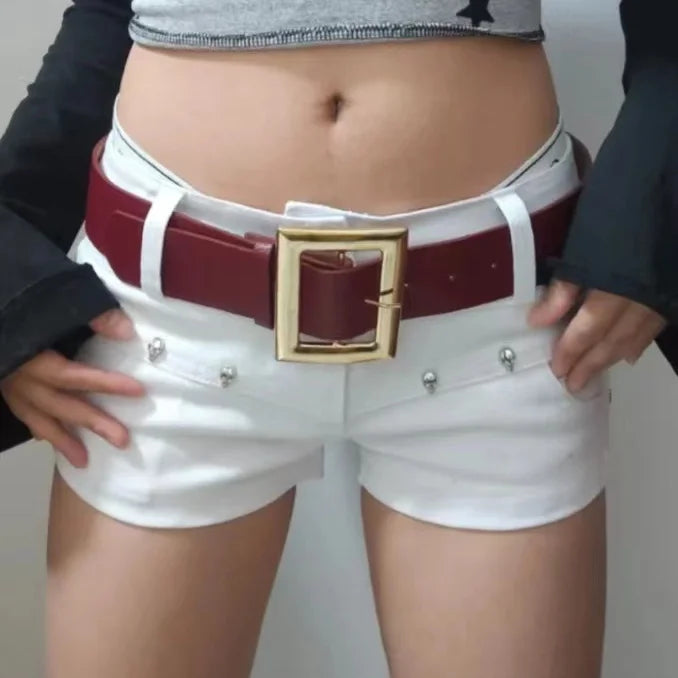Cyflymder  Y2k Aesthetic Vintage Summer Streetwear Shorts American Rivet Nail Sexy Low Waist Hip Hop Women Bottoms Harajuku Punk Short Pant