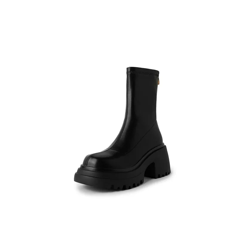 Cyflymder  Platform High Heel Women Ankle Boots Fashion Thick Bottom Elastic Slim Female Short Booties