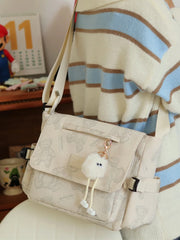 Cyflymder  Casual Large Capacity Shoulder Bag Women's Commuter Bag Printed Bear Crossbody Bag for Class And Commuting Nylon Material