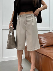 Cyflymder   Women Vintage Shorts Summer Casual Loose Belt Splice High Waist Short Pants Street Fashion Office Commute Trousers