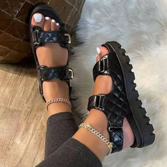 Cyflymder  Women's Thick Bottom Sandals Summer Large Size Platform Beach Shoes Outdoor Casual Slip-On Summer Footwear