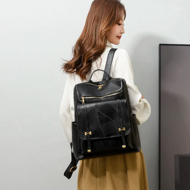 Cyflymder  Vintage Women's Bag Large Capacity Leather Daily Commute Travel Women's Backpack Shopping Fashion Designer School Bags Travel