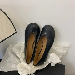 Cyflymder  Summer New Style Genuine Leather Minimalist Retro Red Flat Shoes Grandmother Heightening Single Shoes Trendy Flats