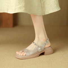 Cyflymder  New Chinese Open-toed Sandals Women's Summer New Retro Versatile Platform Sandals with One Word Sandals Women 2025