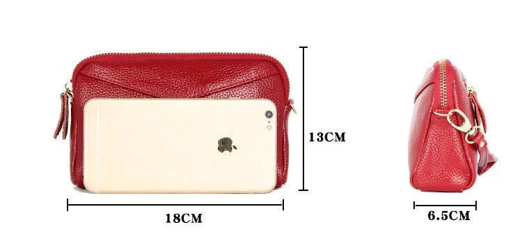 Cyflymder  Genuine Leather Women Wallet Long Zipper Wristlet Bag Chain messenger bag for female Cowhide Coin Purse Mobile phone bags
