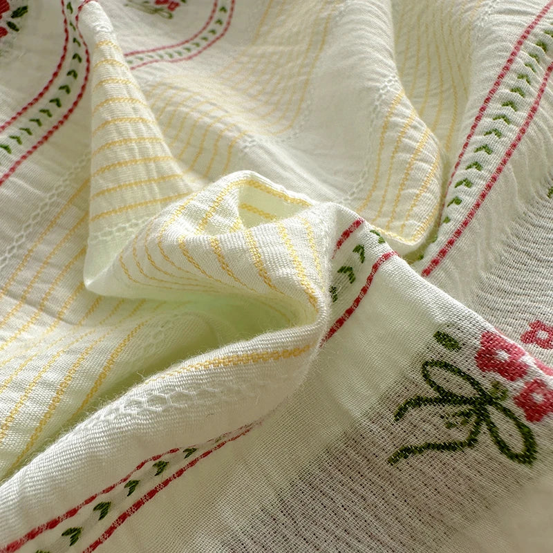 Cyflymder  100% Cotton Yarn-dyed Jacquard Floral Bedding Set Single Queen King Size Duvet Cover Bed Sheet/Fitted Sheet Pillowcases 3/4Pcs