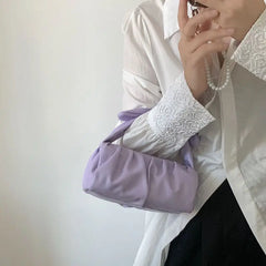 Cyflymder  Sweet Cute Handbag Women Versatile Pleated Cloud Bag Bow Handle Ladies Minimalist Design Chain Shoulder Bag Chic 2025
