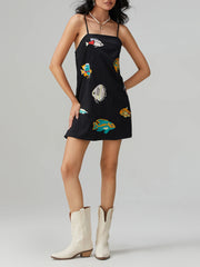 Cyflymder  Elegant Floral Print Off-Shoulder Maxi Dress with Ruffle Hem and Adjustable Spaghetti Straps for Women