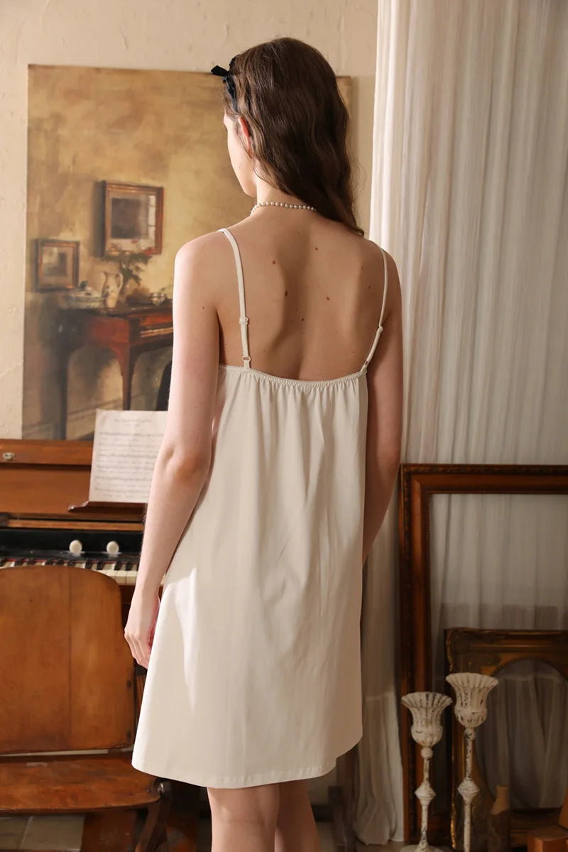 Cyflymder   Vintage Court Cotton Suspender Nightdress Sexy Knot Princess Failei Pajamas Loose and Comfortable Girl Loungewear