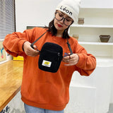 Cyflymder Canvas Women's Crossbody Bag Trend Small Shoulder Handbag Korean Solid Color Student Phone Bag Simple Shopper Zipper Purse