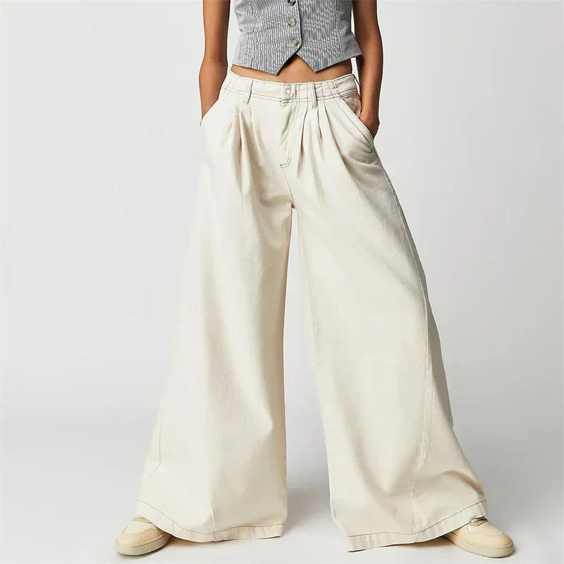 Cyflymder  Fashion Vintage High Waist Wide Leg Jeans Women Loose Denim Pants Female Daily Commuter Casual Flared Trousers Trend Streetwear