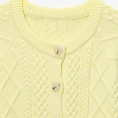 Cyflymder  Elegant Cardigan Sweater Women 2025 New Autumn Yellow Twist Knitted Top Single Breasted Long Sleeve Jumper Casual Knitwear Coat