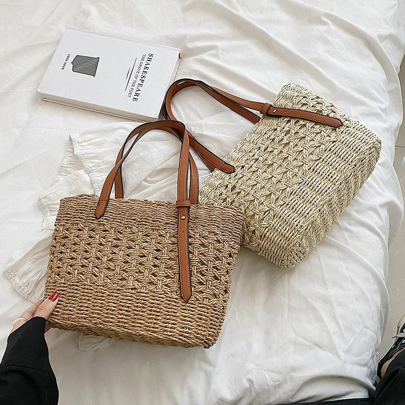Cyflymder  Trendy Straw Weave Bag for Women 2025 Summer Brand Designer Female Handbags Luxury Shoulder Bag Fashion Beach Basket Simple Bag