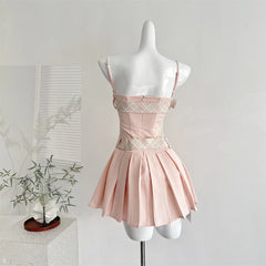 Cyflymder  Summer Women Korean Shoujo JK Lace Dress Evening Party Mini Frock Kpop One-Piece Coquette 2000s Aesthetic Prom Gown Cute Core