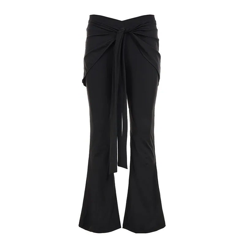 Cyflymder  Streetwear American Casual Slim All Match Solid Low Waist Slight Strech Bandage Pants