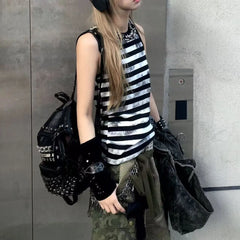 Cyflymder  Dark Punk Studded Backpack Women Large Capacity Leather Daypack Ladies Hot Girl Harajuku Y2K Vintage Everyday Mochilas Mujer New