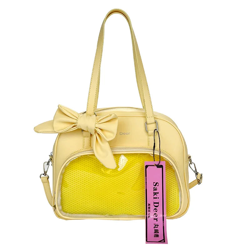 Cyflymder  Y2k Aesthetic Fashion All Match Shoulder Handbags Vintage Transparent Simple Bow Ita Bags All Match Ins Transparent Underarm Bag
