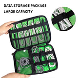 Cyflymder 1pc Black Green Storage Bag Electronic Accessory Organizer Portable Usb Data Cable Charger Plug Travel Waterproof Organizer