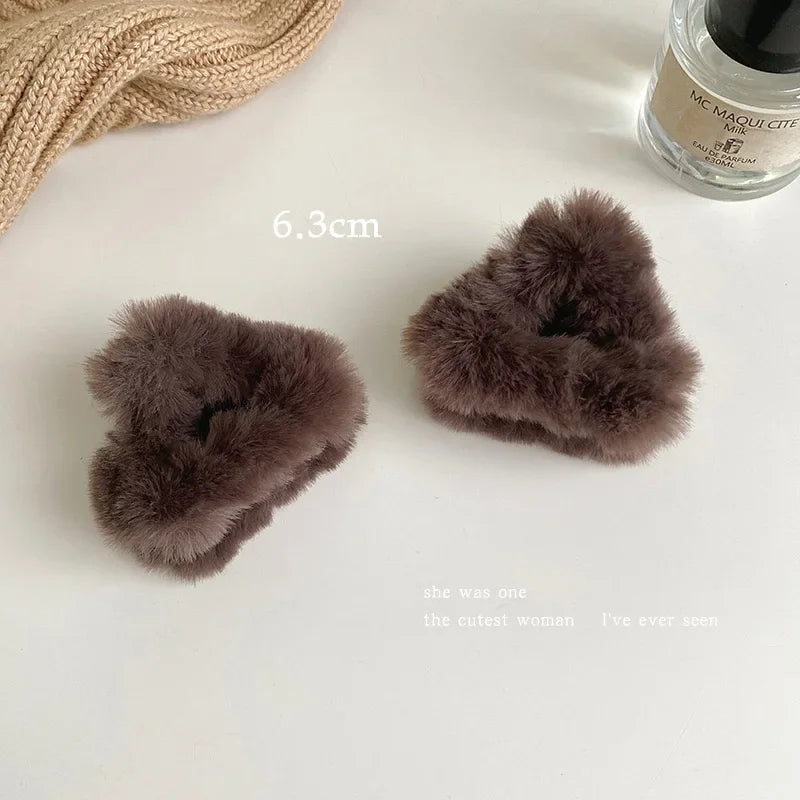 Cyflymder Plush Cat Ears Hair Clips For Women Girls Lamb Cashmere Hairpin Forehead Bangs Clip Fluffy Children New Winter Hair Accessories