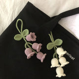 Cyflymder Handmade Flower Knitted Keychain Keyring Women Crocheted Wool Flower Leaf Bag Pendants Car Key Ring Fresh Handbag Charms Gifts