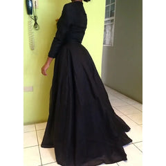 Cyflymder  Chic New High Quality Sexy Gothic Lace High Waist Sheer Jacket Long Dress Gown Evening Dresses Birthday Lady Autumn Dress Black