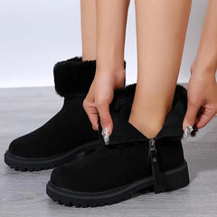 Cyflymder Furry Faux Fur Snow Boots for Women Anti-Slip Platform Winter Boots Woman Keep Warm Plush Ankle Booties Mujer 43