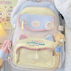 Cyflymder  Fashion Transparent Sweet Kawaii Backpack High-capacity Y2k Aesthetic Schoolbag Women Students Contrast Color Patchwork Ita Bags