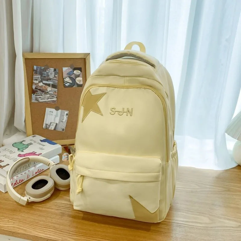 Cyflymder  Korean Ins High-capacity Star Letter Embroidery Schoolbags Preppy All Match Vintage Students Backpack Y2k Aesthetic Backpacks