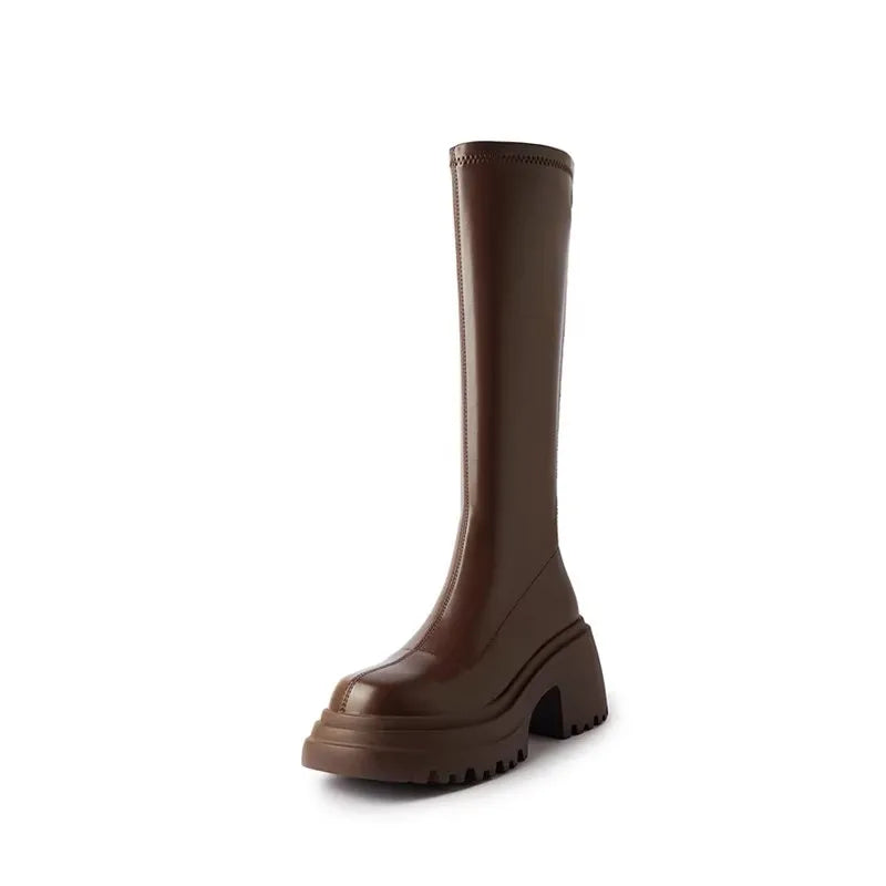 Cyflymder  Platform High Heel Women Ankle Boots Fashion Thick Bottom Elastic Slim Female Short Booties