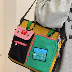 Cyflymder  Japanese Y2k 16 Inch Laptop Bags Contrast Color Patchwork High-capacity Women's Handbags Harajuku Grunge Shoulder Underarm Bag