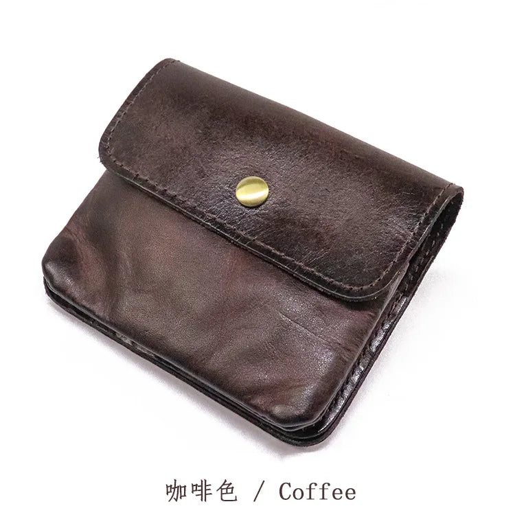 Cyflymder  Genuine Leather Wallet For Men Women Vintage Handmade Short Small Men's Purse Card Holder With Zipper Coin Pocket Money Bag