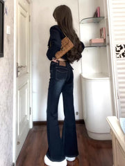 Cyflymder  American Retro Flare High Waist Women's Jeans Spring 2025 New Spicy Low Waist Slimming Elastic oe Pants Fashion Lady