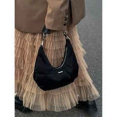 Cyflymder   Vintage Women Underarm Bags,Designer Nylon Lightweight Casual Crescent Handbags,Versatile Fashion Shoulder Bag Purse for Commute