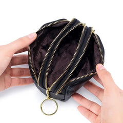 Cyflymder Genuine Leather Mini Pocket Zipper Small Money Bag Female Wallet Women Wallet Purse Short Card Coin Key Holder Change Pouch