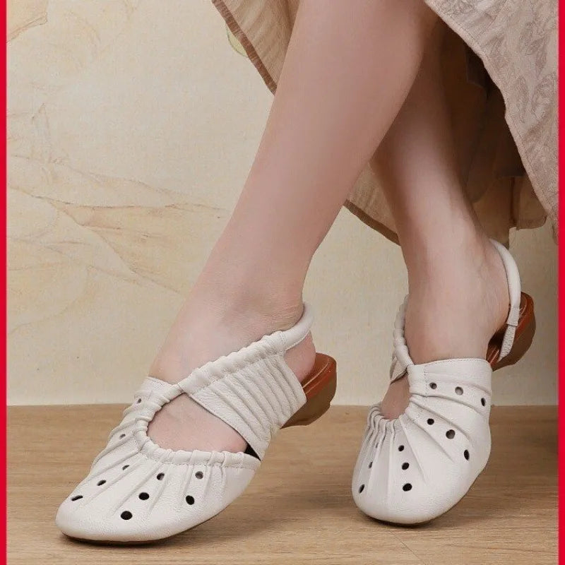 Cyflymder  Women Heeled Sandals  Loafers Shoes Woman Slippers 2025 Brand Slingback Shallow Dress Summer Designer Soft Leather Pumps