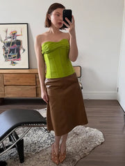 Cyflymder   Women Solid Twist Bandeau Waist-cinching Vest Fashion Strapless Tight Shaping Top Chic Wear Street Photoshoot Party Outfit