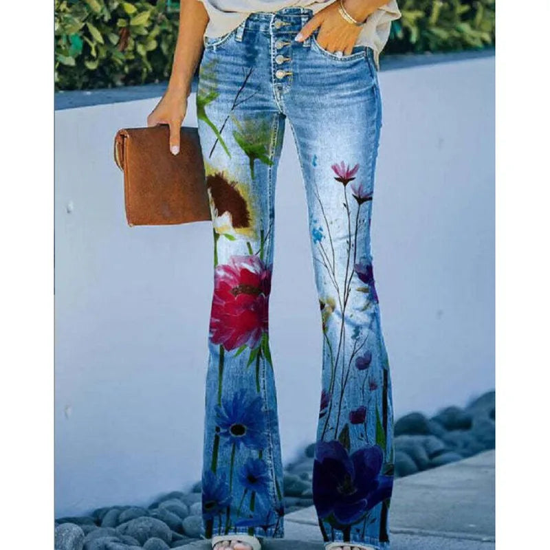 Cyflymder  New Arrival European American Plus Size Women Casual Pants Floral Print Thin Long Trousers Fashion Comfortable Loose Fit Summer