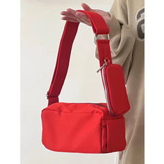 Cyflymder  Nylon Women Shoulder Bag Ladies Crossbody Bags Fashion Wide straps Female Armpit bag Handbags and purse 2-piece Set wallet