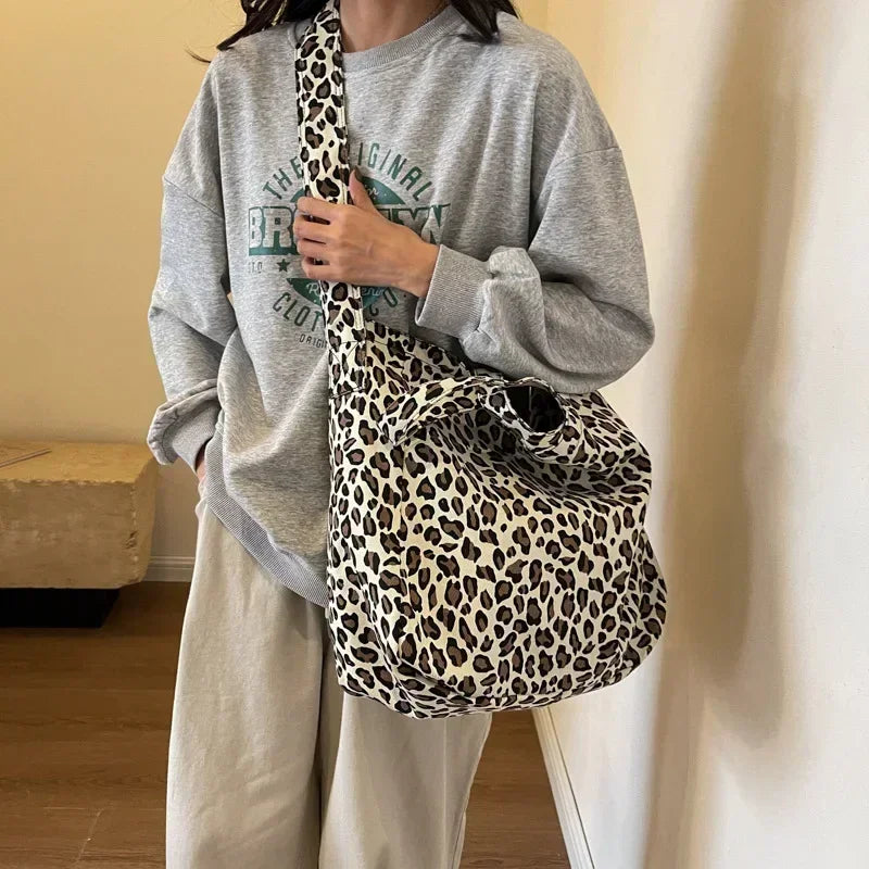 Cyflymder Leopard Design Korean Fashion Big Crossbody Bags for Women Travel Handbag Lady Shopper Shopping Shoulder Bag Bolsa Feminina