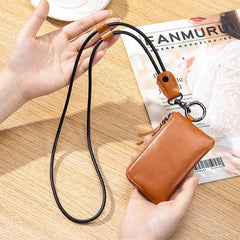 Cyflymder  Leather Coin Purse Mini Ultra-thin Small Zipper Cute Wallet Soft Cowhide Driver's License Key Bag Card Holder
