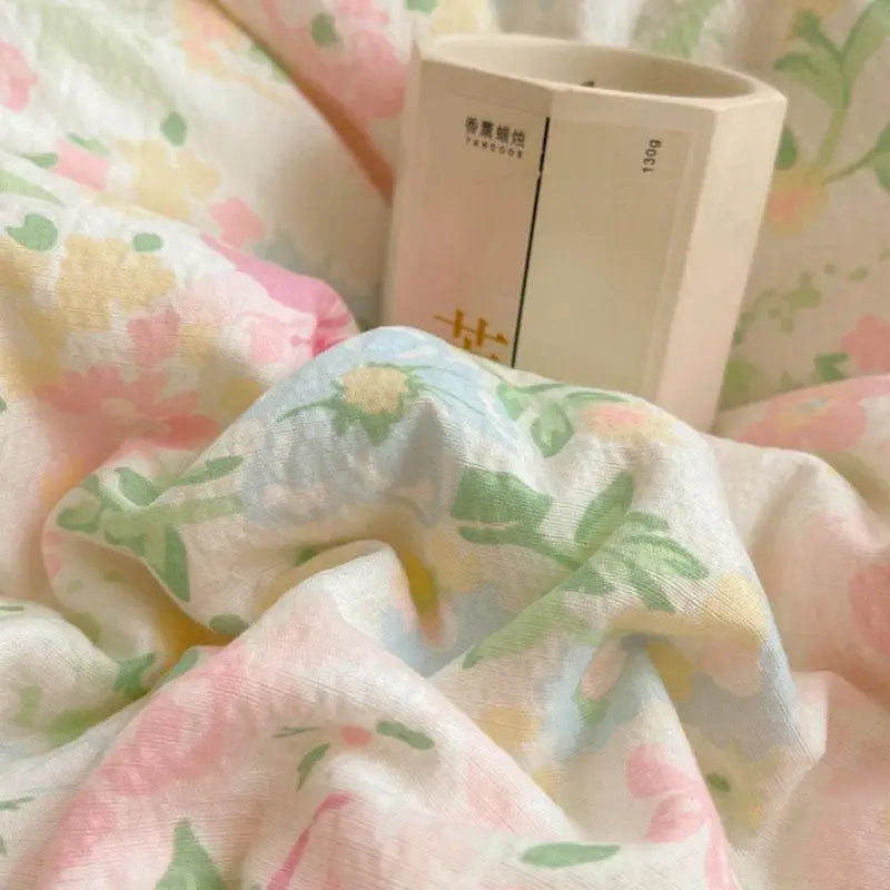 Cyflymder  New A-Class Hollow Lace Bedding Set Fitted Sheet Quilt Cover Pillowcase for Spring Summer Korean Skin Friendly Cozy Bedclothes