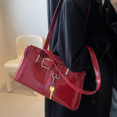 Cyflymder  Retro belt buckle motorcycle armpit shoulder bag 2025 new large capacity fashionable temperament women's commuting tote bag tren