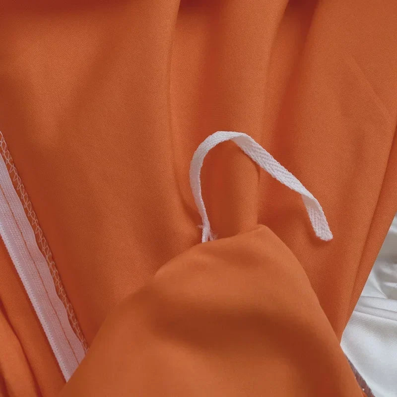Cyflymder  2-side Solid Color Brush Fabric Bed Set 4 Pieces Duvet Cover Pillowcase Bedding Set Bed Sheet Quilt Cover Single Queen King Size