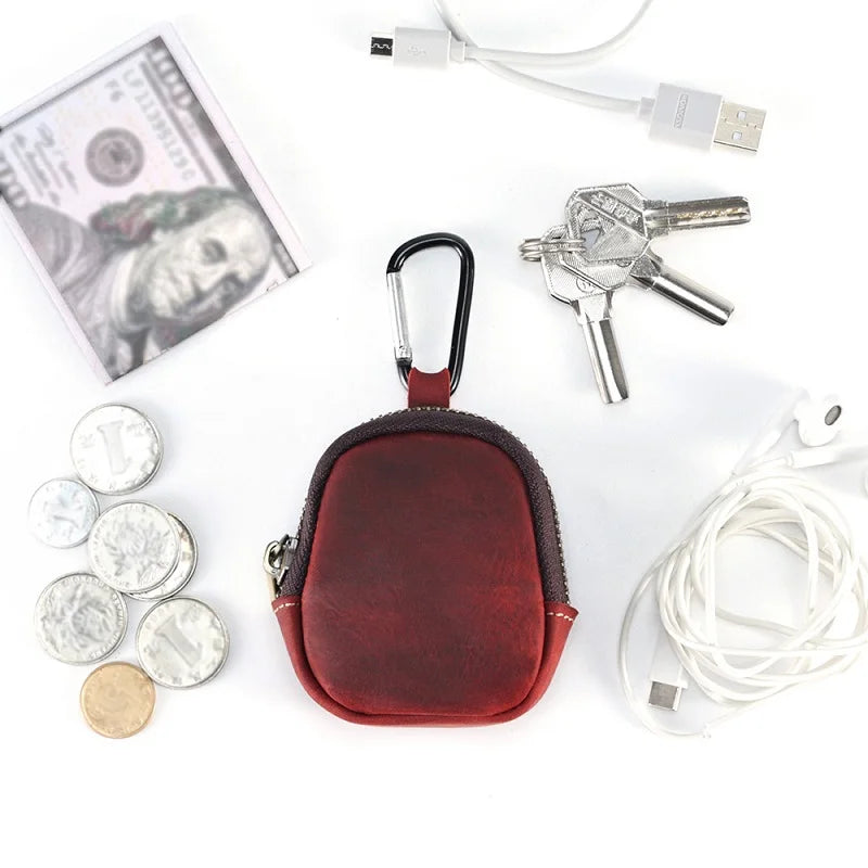 Cyflymder Genuine Leather Coin Purse With Hiking Buckle Change Purse For Headphones SD Memory Card Camera Chip Organizer Small Wallets