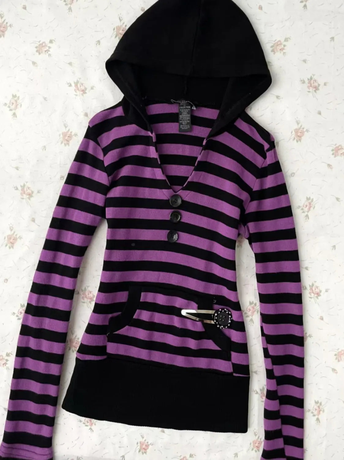 Cyflymder  Woman Clothes Hoodie Y2k Stripe Pullover 2000s Goth Punk Vintage Winter hoodies High Street Sweatshirt Basics Harajuku Warm Tees