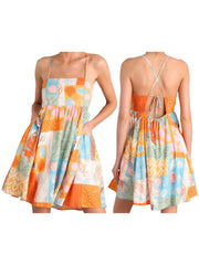 Cyflymder  Women s Boho Floral Print Spaghetti Strap Maxi Dress with Open Back and Ruffle Hem for Summer Beach Vacation